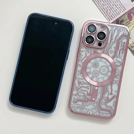 a pink iphone case with a camera on top