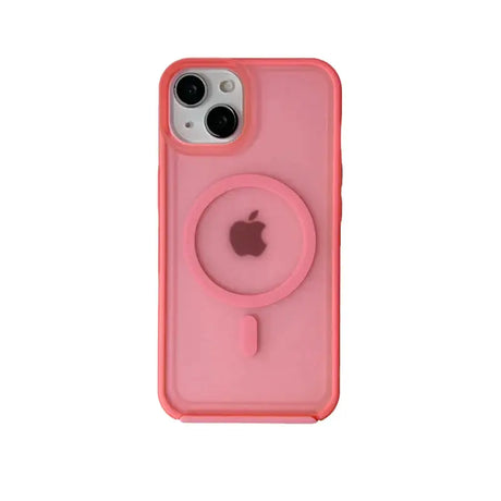 The pink iphone case is shown with a camera attached to it