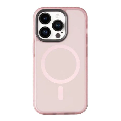 The back of a pink iphone case with a circular design