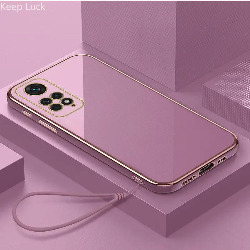 the iphone case is shown in a purple background