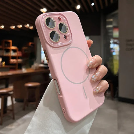 Pink iPhone case with MagSafe.