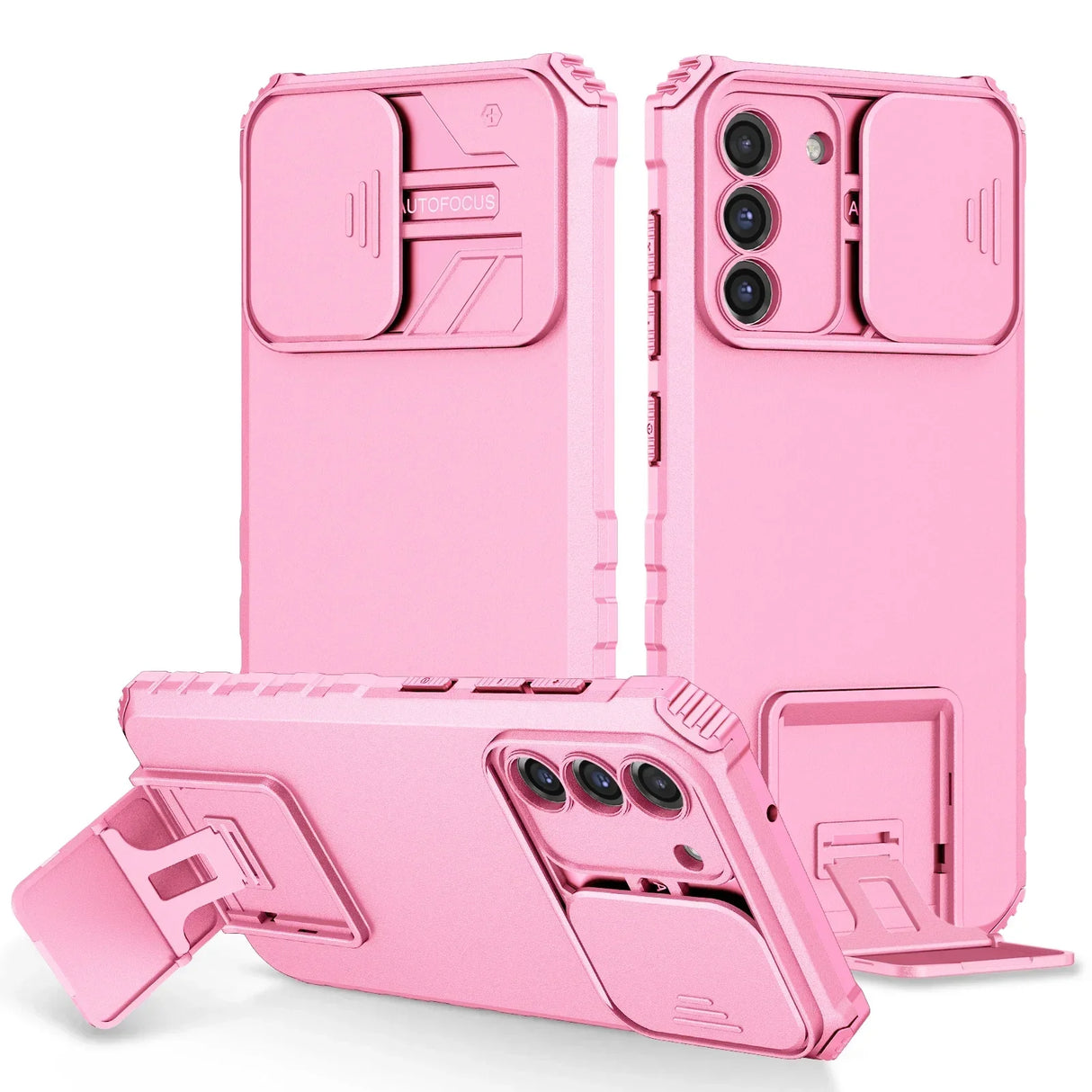 the pink iphone case is shown with a phone holder