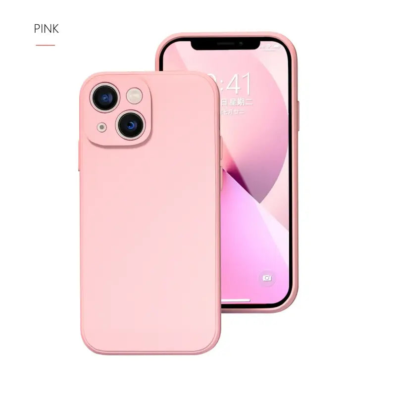 the pink iphone case is shown with the camera facing up