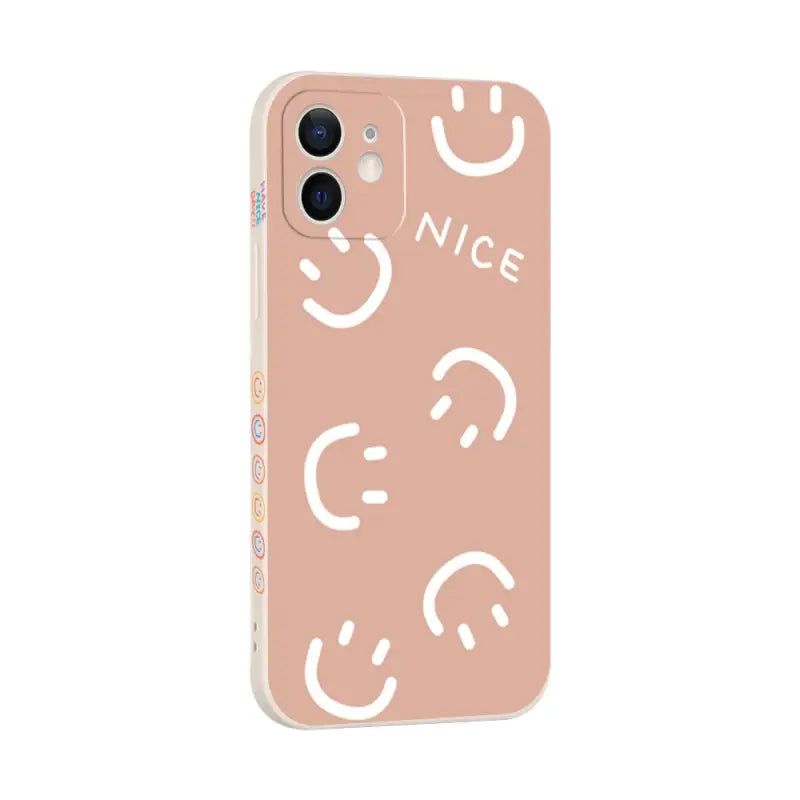 the iphone case is made with a pink and white pattern