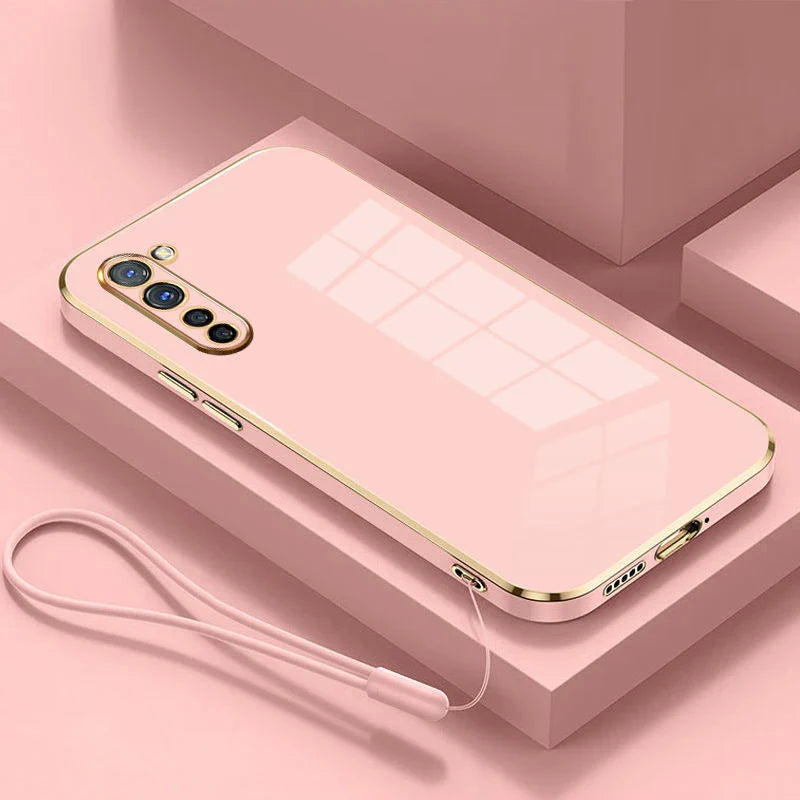 the pink iphone case with a white cable