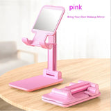 pink phone stand with mirror