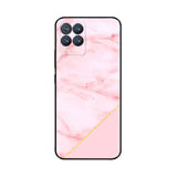 the pink marble iphone case is shown with a gold line