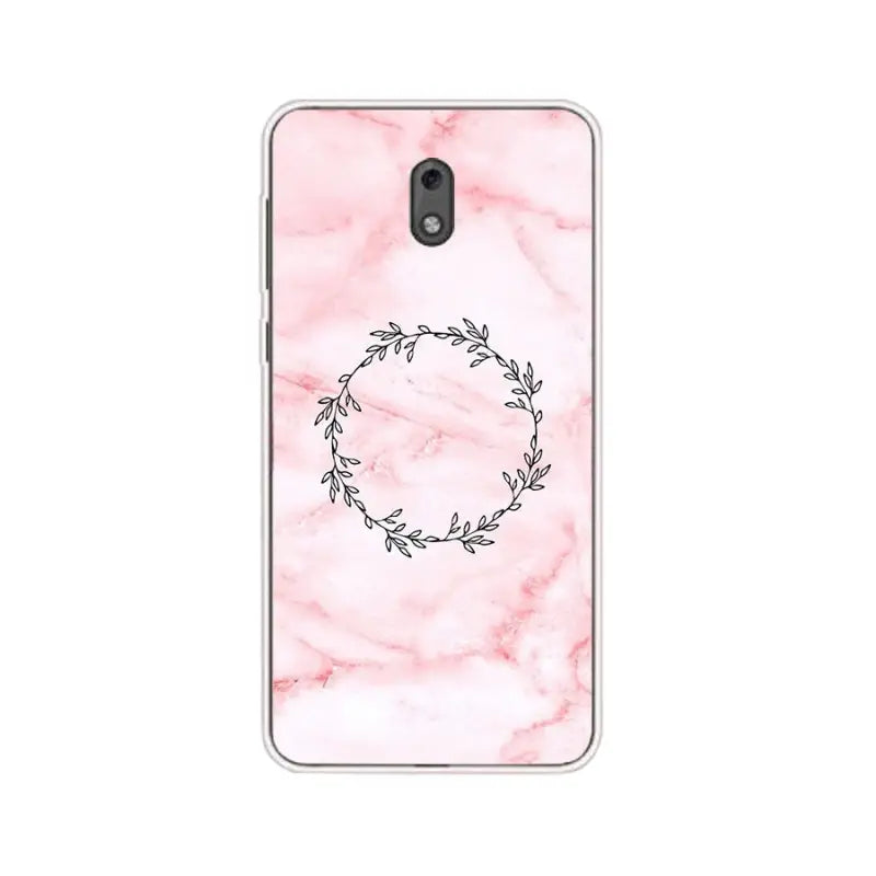 the pink marble phone case with a wreath design