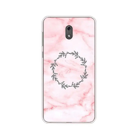 the pink marble phone case with a wreath design