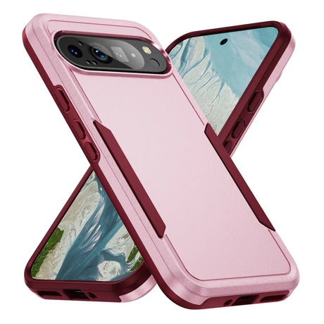 Pink and maroon dual-layer protective phone case.