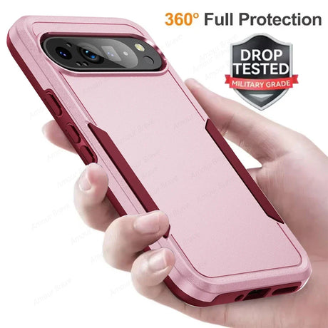 Pink and maroon dual-layer protective phone case.