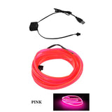a pink neon light with a black cord