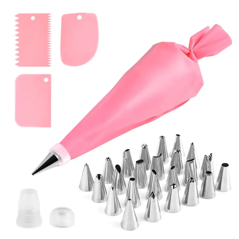 a pink pastry pastry cutter and a set of pastry cutters