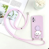 a pink phone case with a cat on it