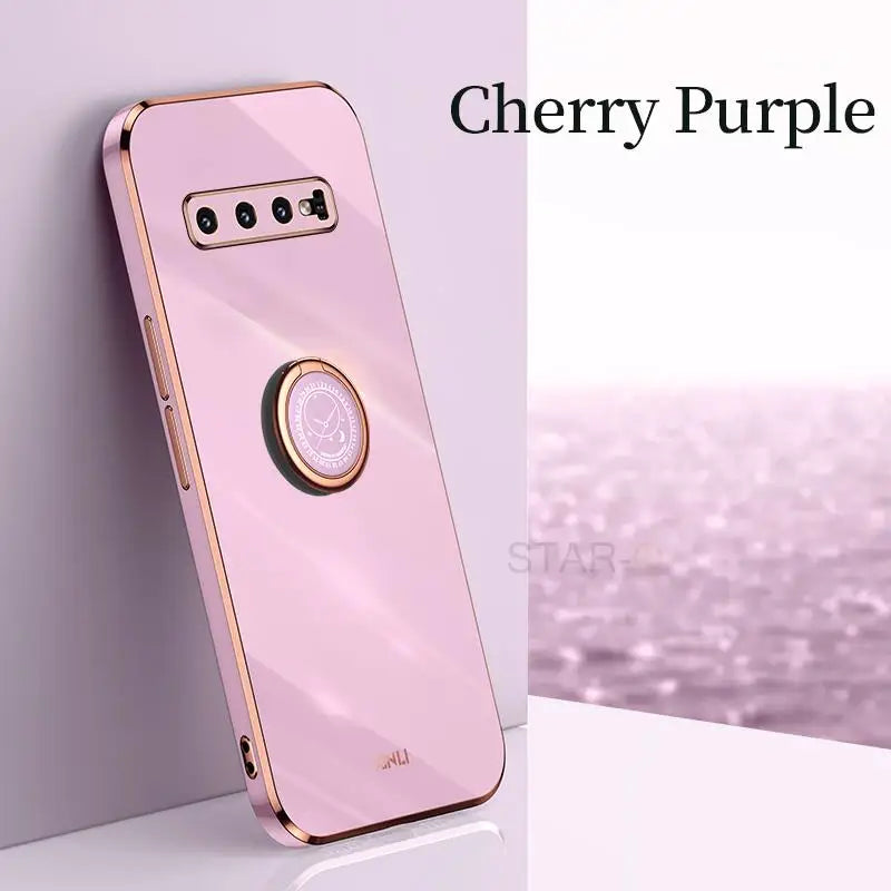 a pink phone case with a circular design