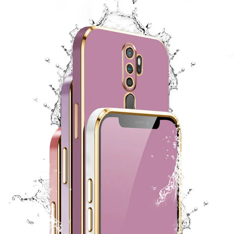 Back side of gloss gold plating pink phone case with gold plating edge for oppo a9 plating edge case