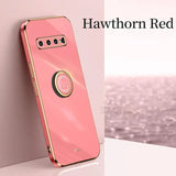 the pink phone case is shown with the logo on it