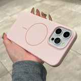 Pink phone case with MagSafe compatibility.