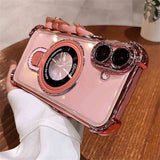 Pink phone case with ring stand.