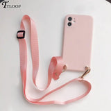there is a pink phone case with a pink lanyard strap