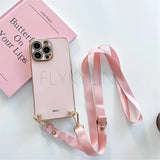 a pink phone case with a pink strap