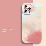 a pink phone case with the words spring cherry on it