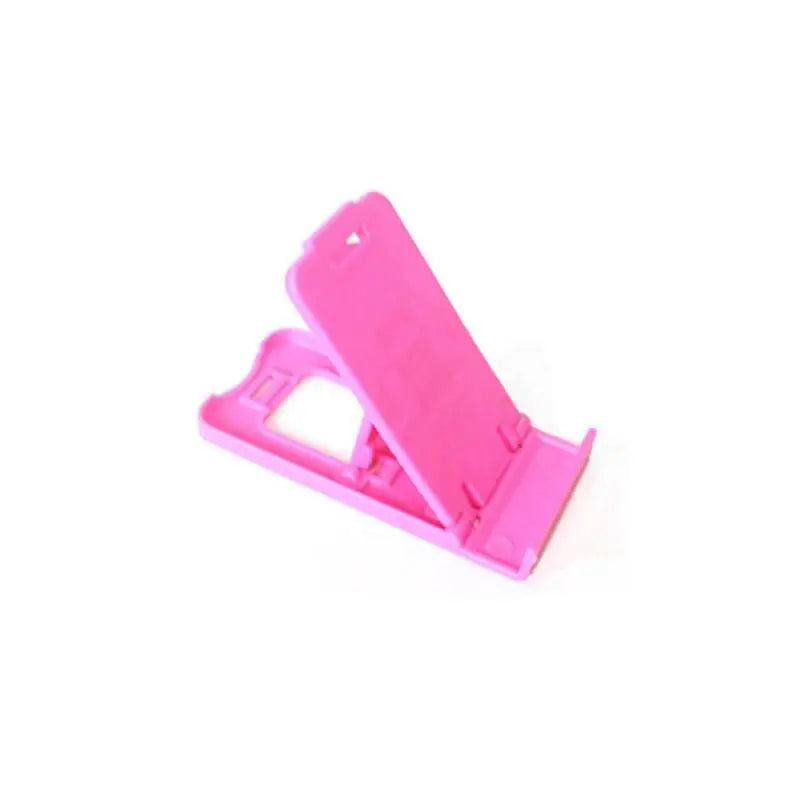 a pink plastic phone stand