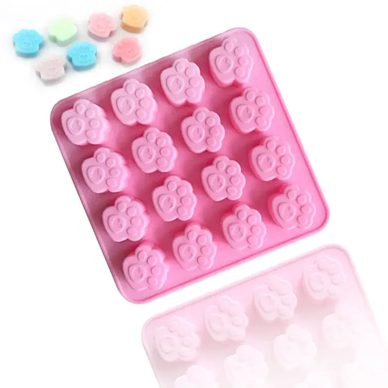 a pink plastic tray with a bunch of flowers in it