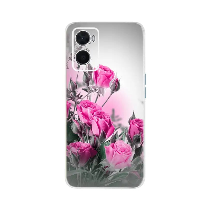pink roses on white phone case