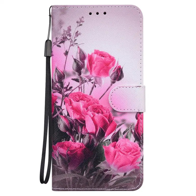 pink roses wallet case