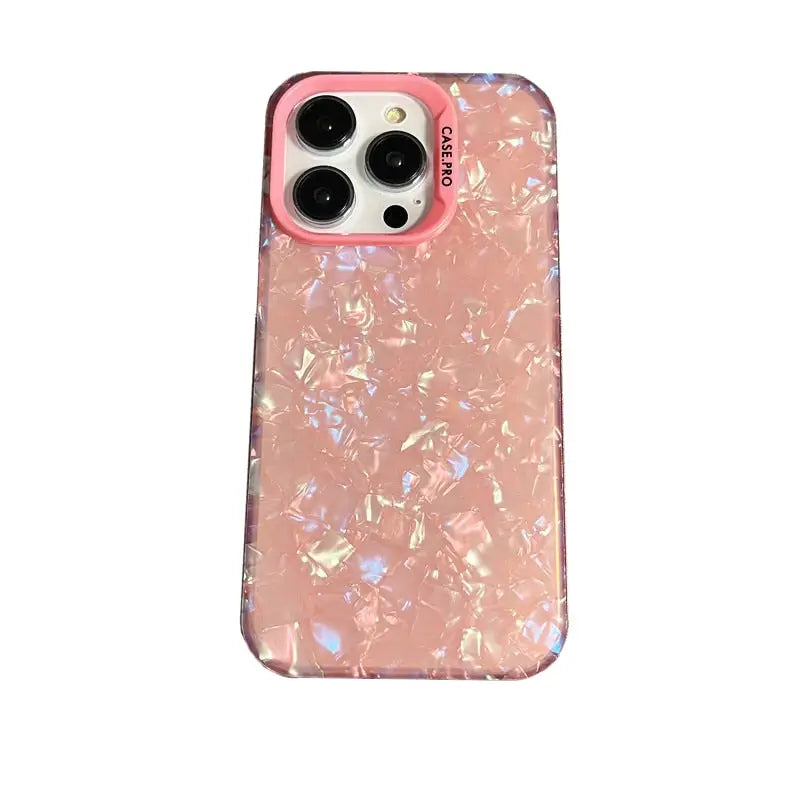 the pink iphone case is made from a mixture of iro