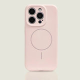 Pink silicone iPhone case with MagSafe.