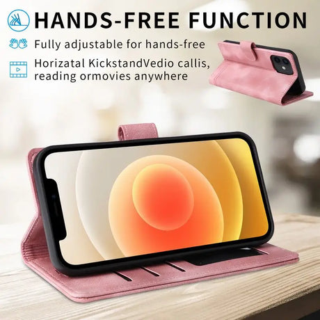 Pink smartphone case with a hands-free kickstand function for horizontal viewing.