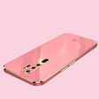 Pink smartphone with multiple camera lenses on its back panel.