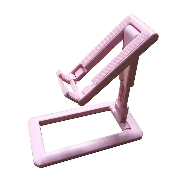 a pink plastic stand with a white background