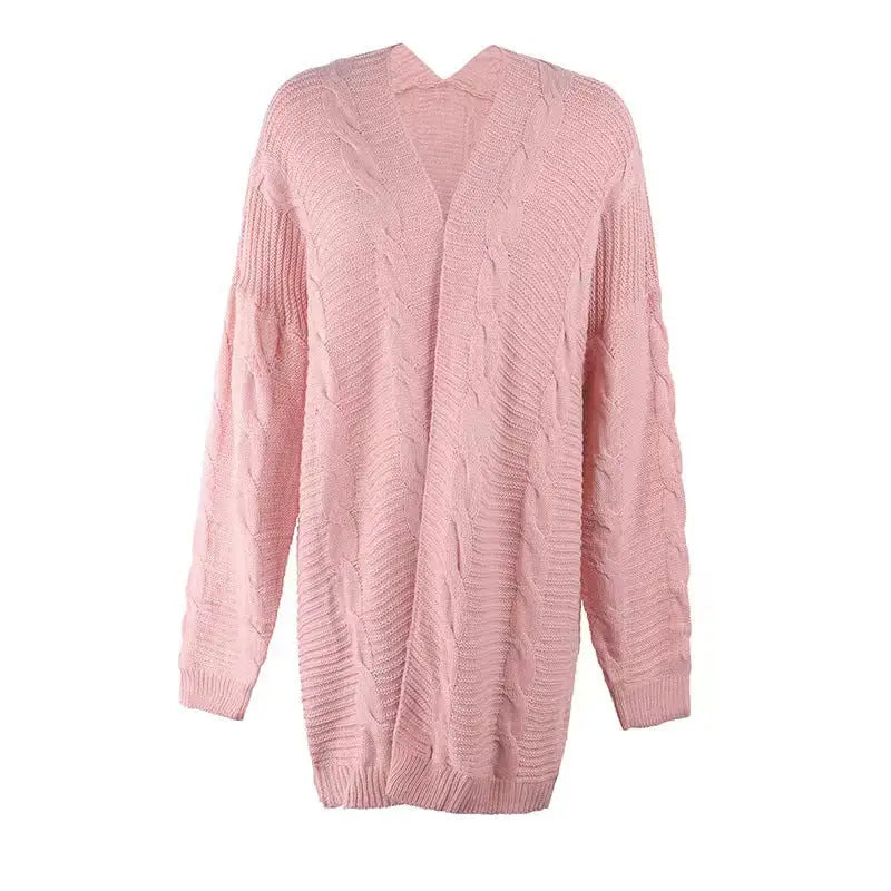 a pink sweater with a v neck and long sleeves