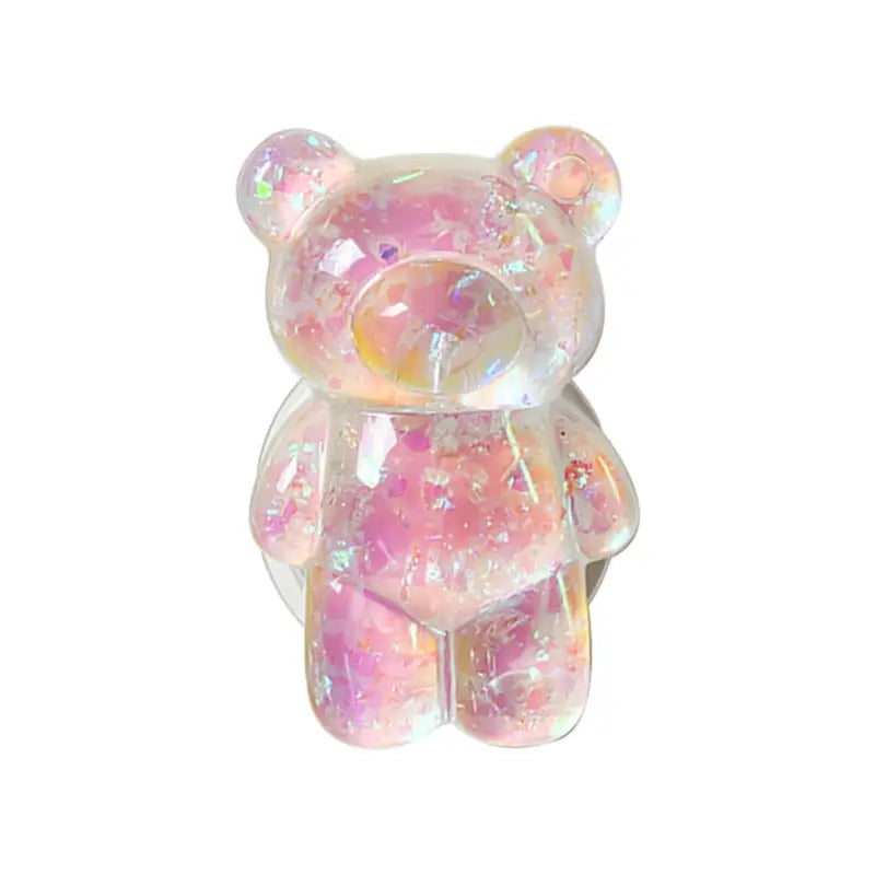 a pink teddy bear with a white background