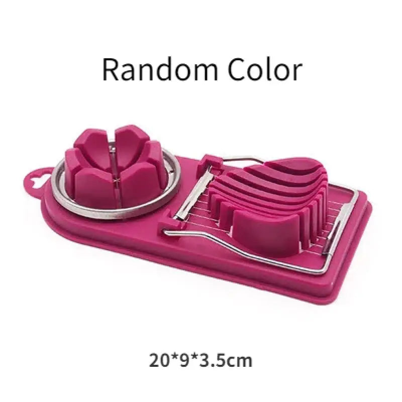 a pink tray with a hat and a pair of scissors