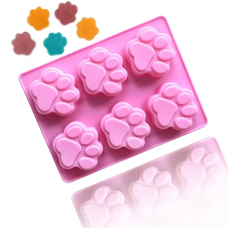 a pink tray with several small pink and orange hearts