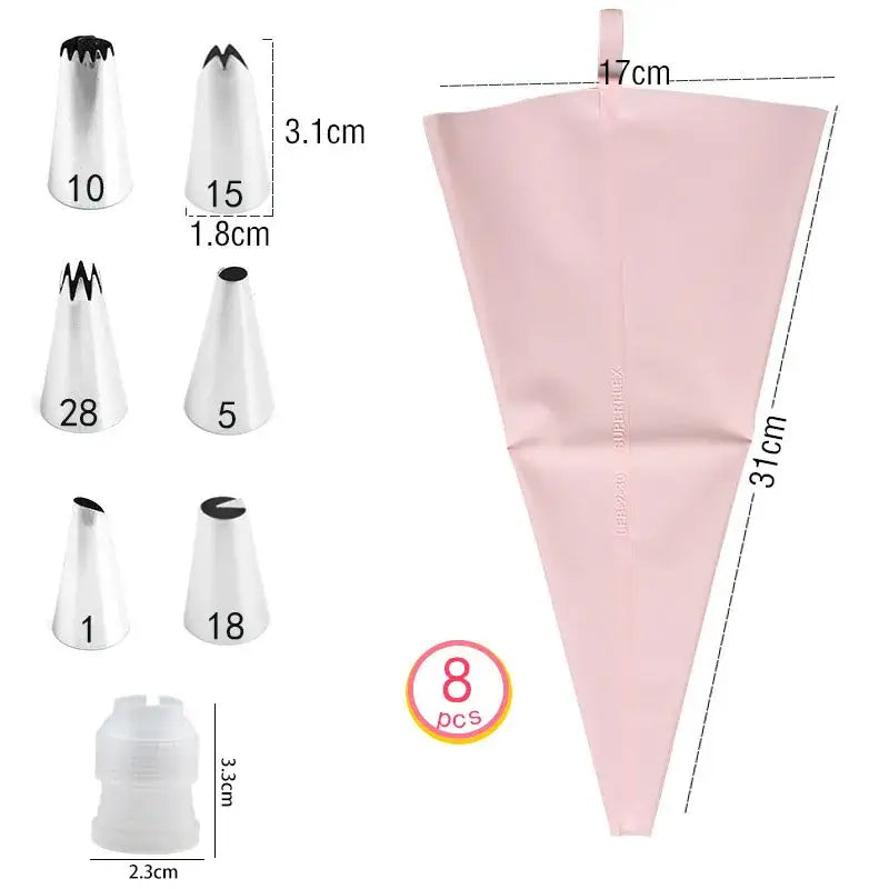 a pink triangle shaped paper cone with a white cone and a black cone