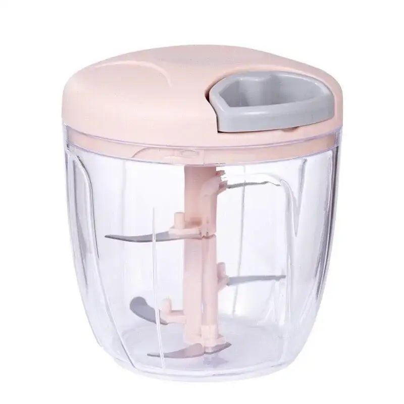 a pink and white blender on a white background