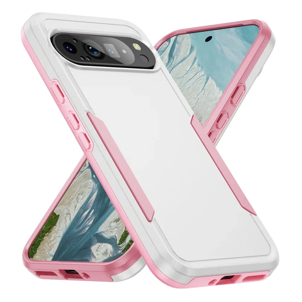 Pink and white protective phone cases.