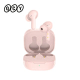 Pink wireless earbuds and charging case.