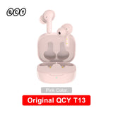 Pink wireless earbuds and charging case.
