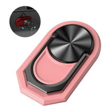 the pink wireless car charger with a black button