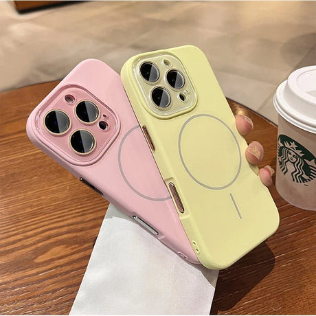 Pink and yellow iPhone cases.