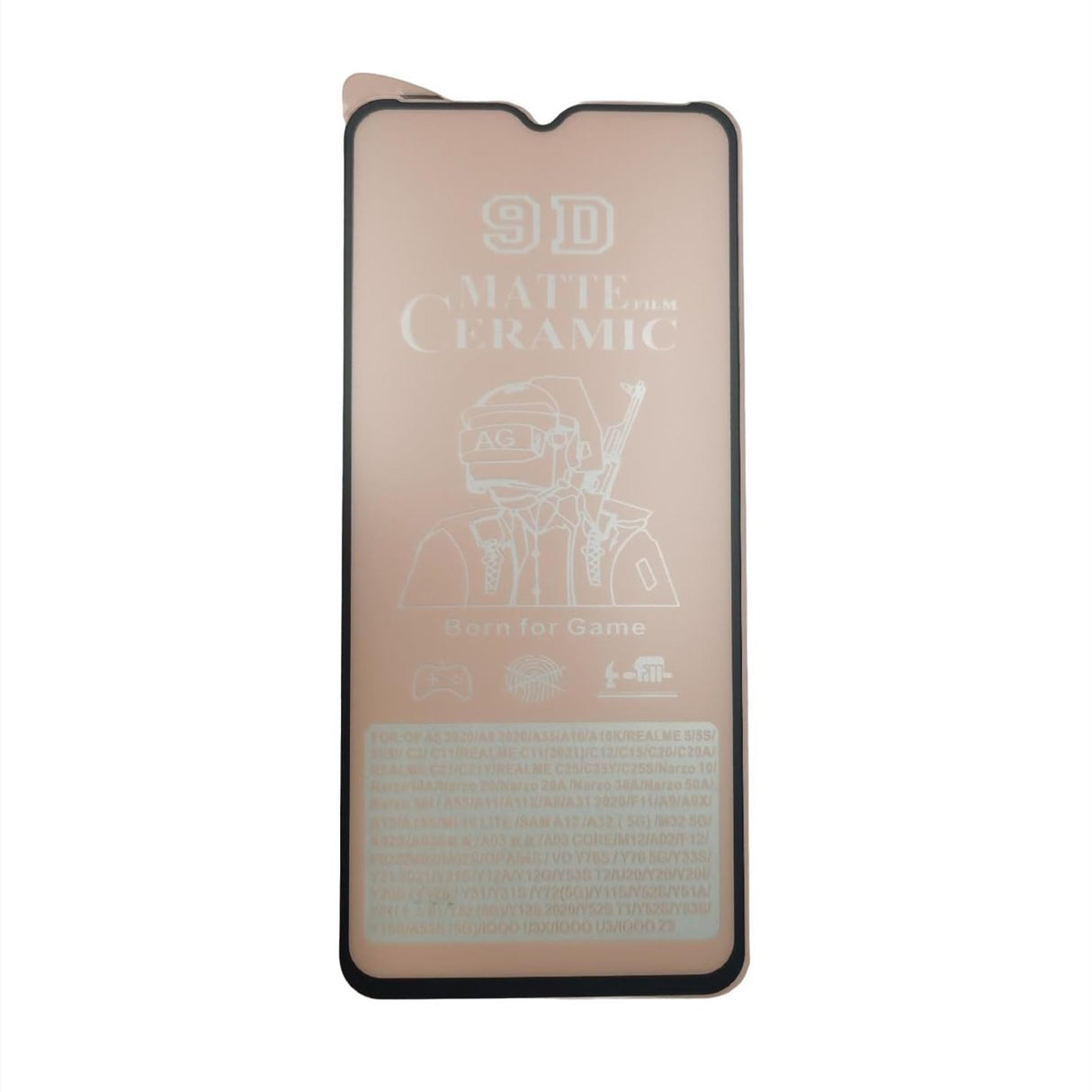 Pinkish-hued, 9D matte ceramic screen protector.