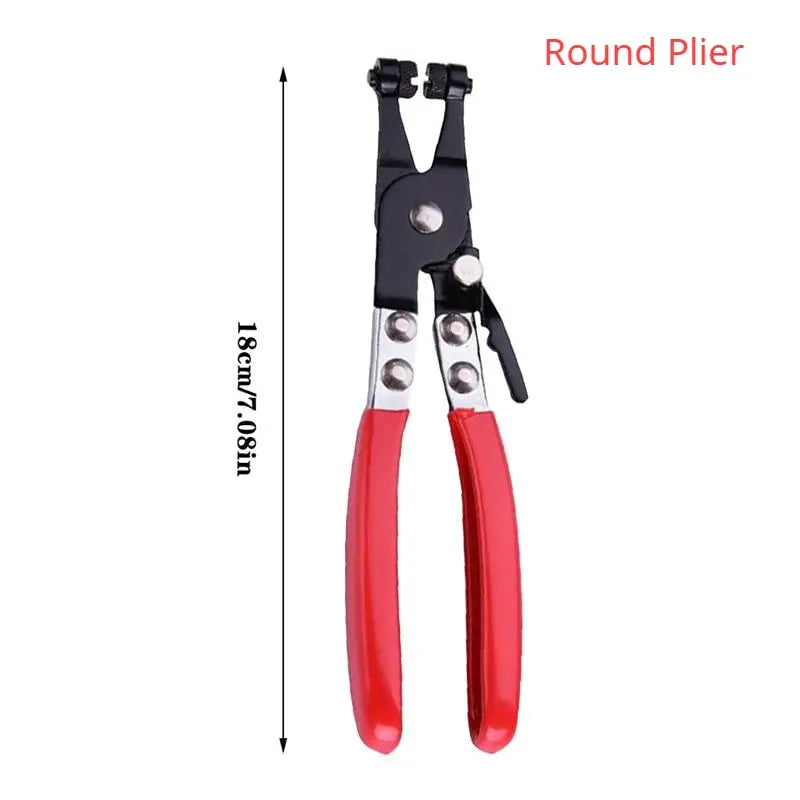 a red pliers with a black handle