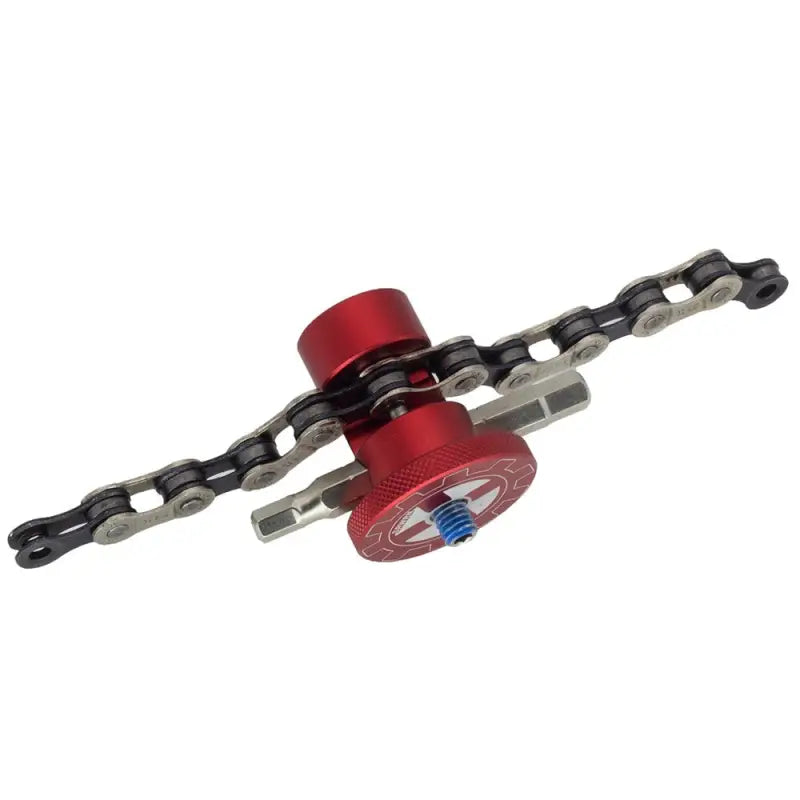 a red chain with a black link