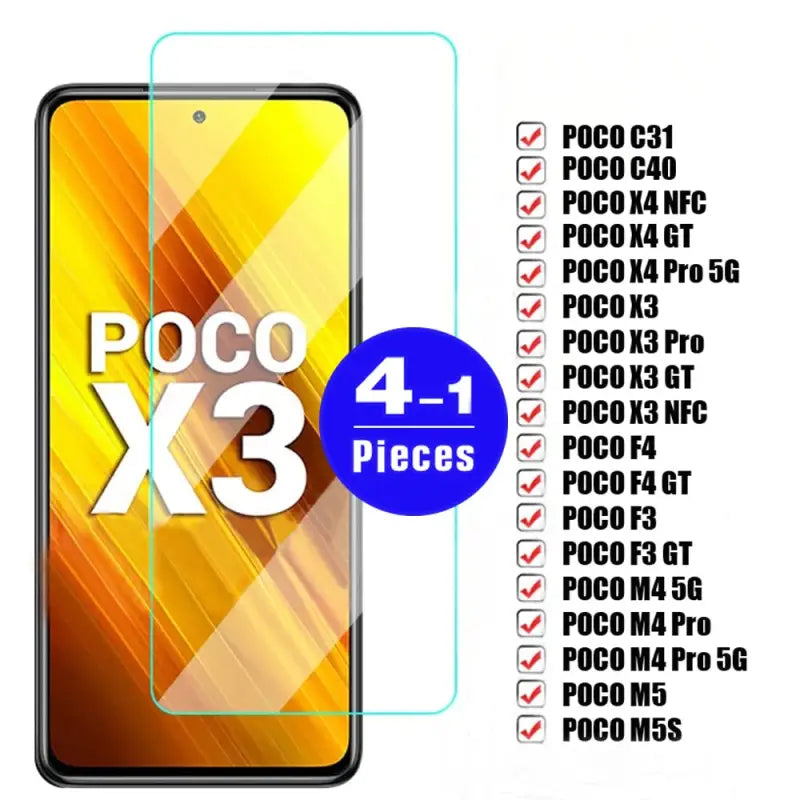 poco x3 4pk tempered screen protector for poco x3